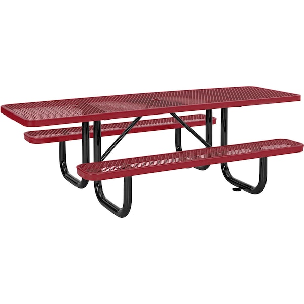 Global Industrial Picnic Table, Red, Expanded Metal, ADA Compliant, 8 ft L 695289RD - main
